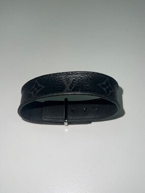 Louis Vuitton LV Leather Bracelet Authentic Black